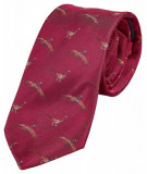  - Laksen kravata s bažanty v 2 barvách Vintage červená